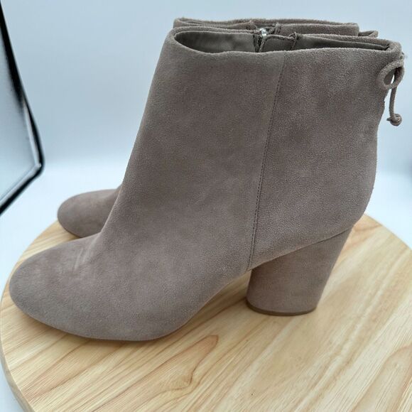 Saks Fifth Avenue Nina Ankle Boots Womens 11 Tan Leather Block Heels Mod - Picture 2 of 12